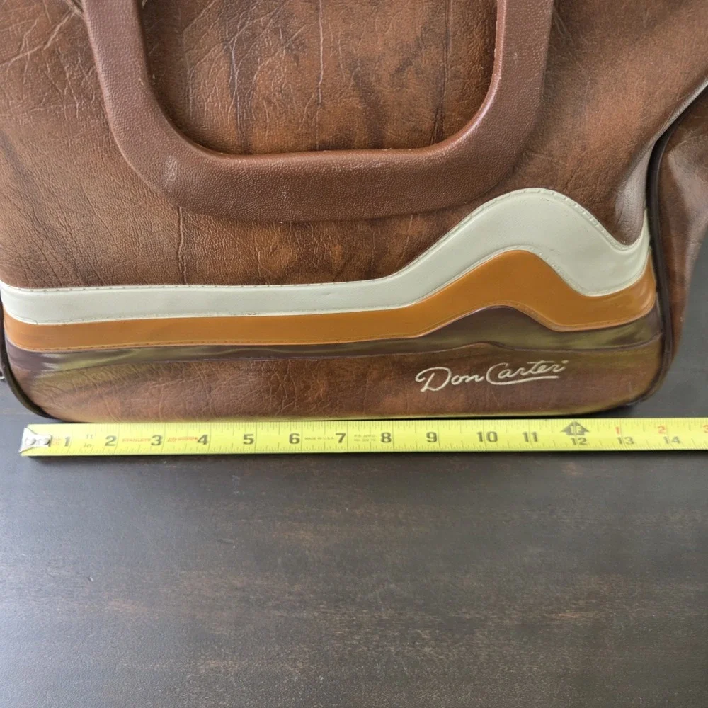 Vintage Brunswick Don Carter Wave Bowling Ball Bag Brown / Tan / Cream Retro